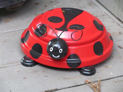 Lady Bug Out Of Clay Saucers Made By Angela Clay Pot Crafts Flower