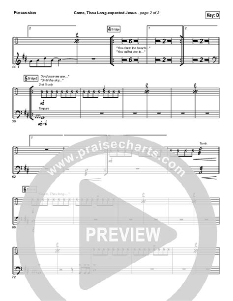 Come Thou Long Expected Jesus Percussion Sheet Music Pdf Meredith