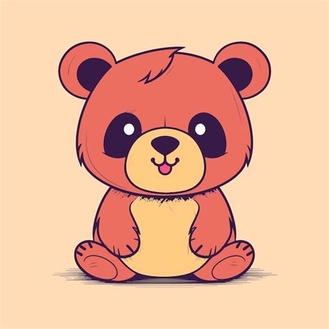 Lindo Oso De Dibujos Animados Sentado Sobre Un Fondo Amarillo Vector