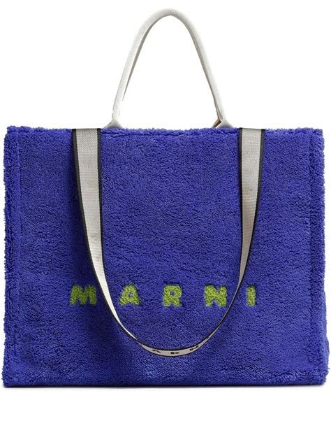 Marni Terry Cloth Logo Tote Bag Farfetch