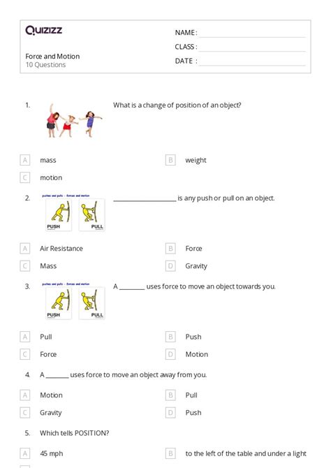 50 Forces And Interactions Worksheets For 4th Grade On Quizizz Free And Printable