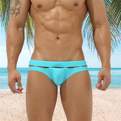Mens Shorts Swimming Trunks Low Waist Lace Triangular Printing Hot Summer Bathing Suit Bikini