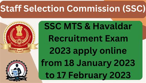 Ssc Mts And Havaldar Online Form 2023 Recruitment Apply Online