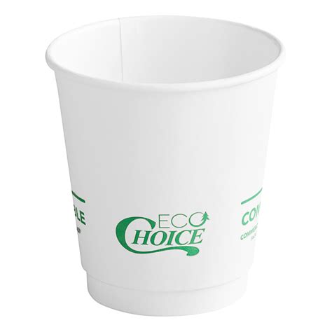 EcoChoice Oz Smooth Double Wall White Compostable Paper Hot Cup Case
