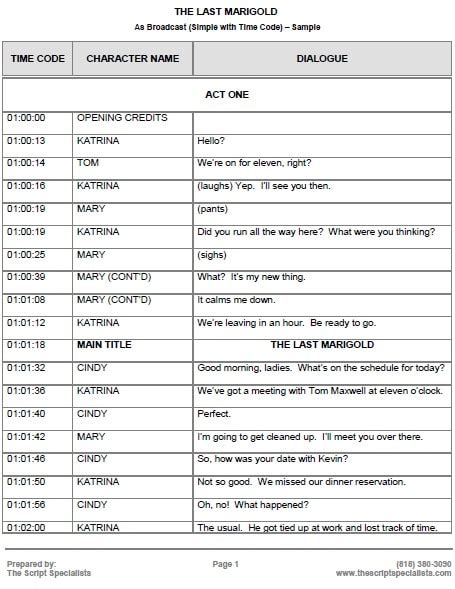 As-Broadcast Scripts | Post Production Transcripts