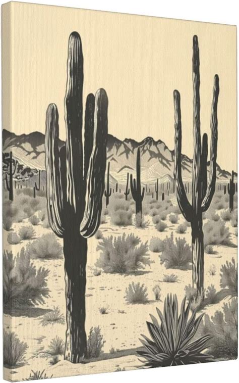 Dashuaibi Desert Cactus Art Bathroom Wall Decor Vintage Botanical