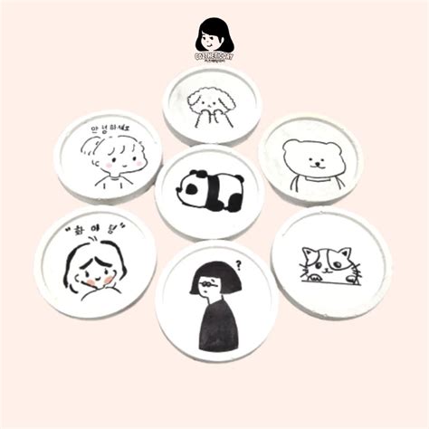 Jual Aesthetic Round Coaster Tatakan Gelas Aesthetic Korean Coaster