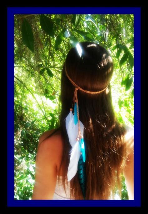 Turquoise Princess Feather Headband Native American Indian Headband