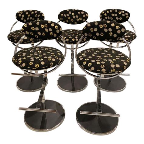 Modern Chrome Bar Stools - Set of 5 | Chairish