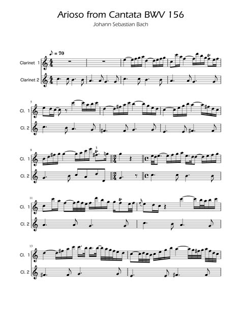 Arioso Bwv Clarinet Duet Arr Ygor Nunes Sheet Music Johann