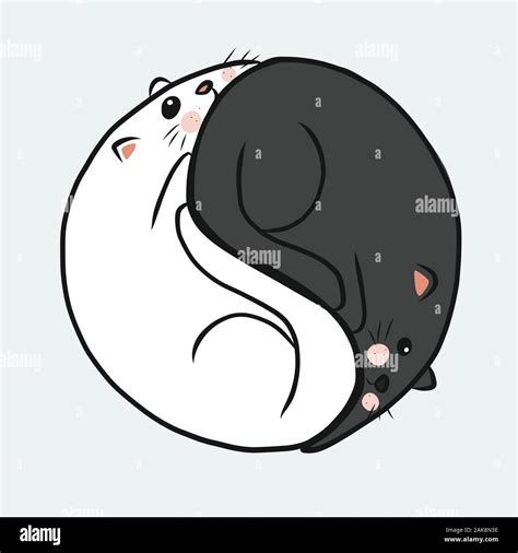 Yin Yang de dibujos animados en blanco y negro ilustración vectorial