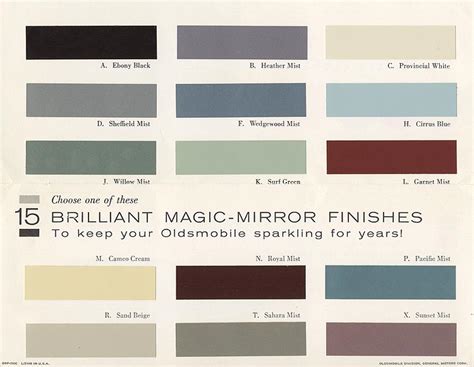 1962 Oldsmobile Color Chart