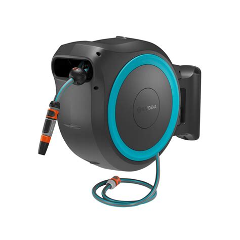 Gardena Powerroll Xl 35m Automatic Wall Mounted Hose Reel With Battery Blue