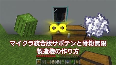 【マイクラ】マイクラ統合版サボテンと骨粉無限製造機の作り方【minecraft】【統合版】【be】 Youtube