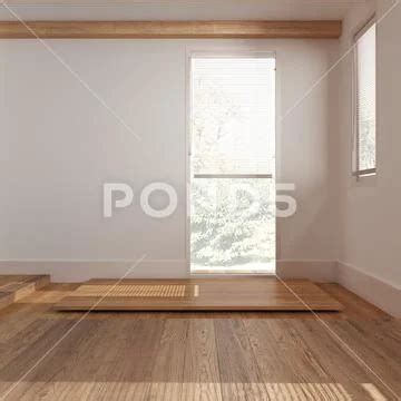 Wooden Empty Room Interior Design Open Space With Parquet Floor