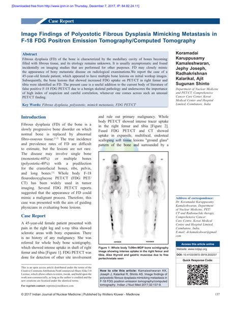 PDF Image Findings Of Polyostotic Fibrous Dysplasia Mimicking