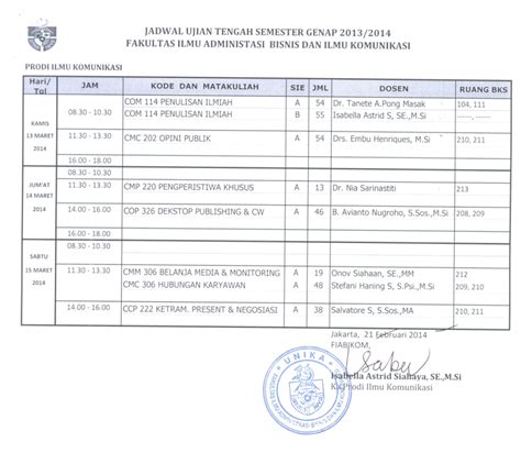 Jadwal Uts Genap Prodi Ilmu Komunikasi