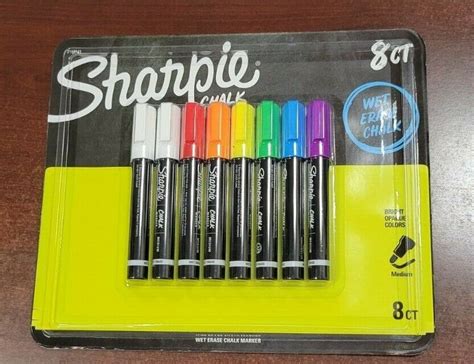 8 Sharpie Wet Erase Chalk Marker White Red Orange Yellow Green Blue