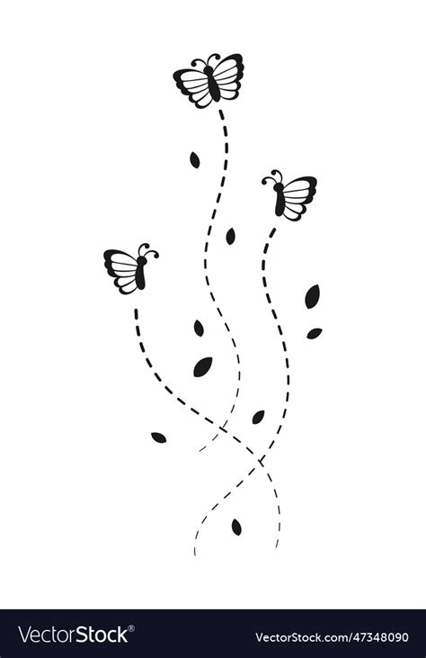 Flying Butterfly With Dotted Line Route Royalty Free Vector