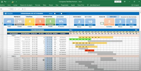 Cronograma de actvidades en excel - Cibersheet