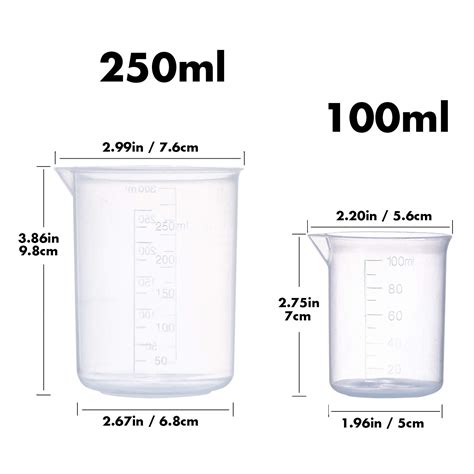 Plastic Beaker Set, 5 Sizes Low Form Measuring Graduated Griffin ...