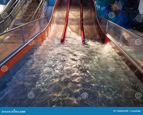 Waterslide Indoor Area for Children Stock Photo - Image of jets ...