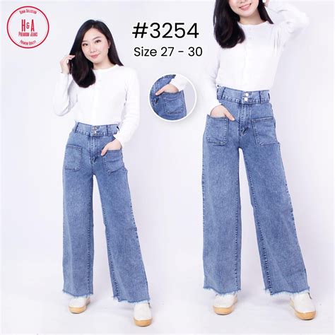 Jual RTC CELANA KULOT JEANS WANITA KULOT SOFT JEANS MODEL KAKI