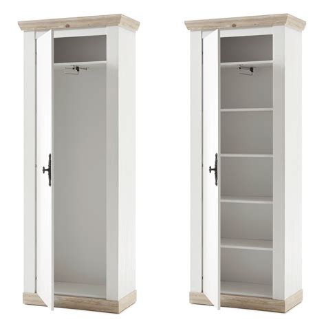 Garderobenschrank Rovola in Pinie weiß 73 x 201 cm