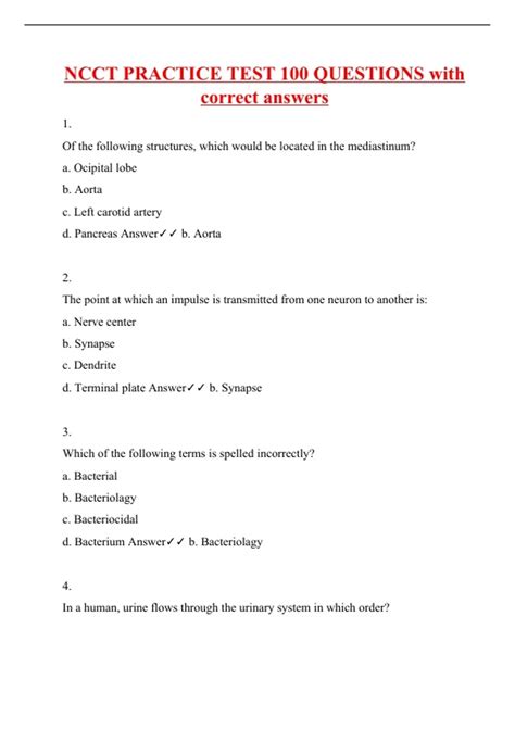 Ncct Practice Test Questions With Complete Solutions Ncct