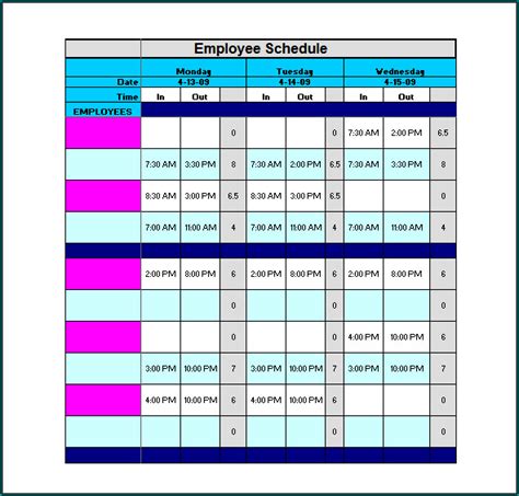 》Free Printable Staff Schedule Template