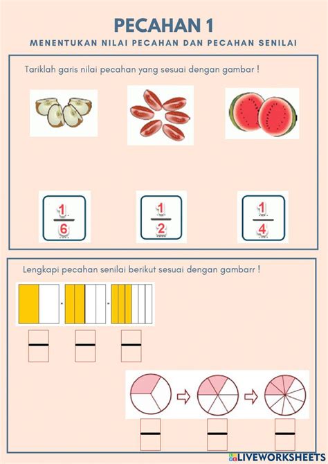 Pecahan 1 Activity Live Worksheets