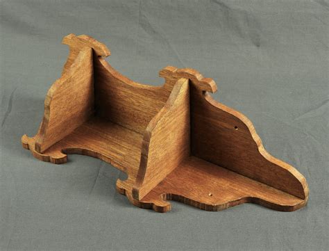 Vintage Corner Shelf Wall Hanging Solid Wood Medium Brown Carved