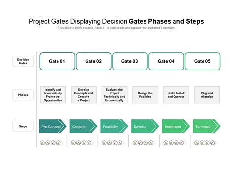 Project Gates Displaying Decision Gates Phases And Steps Powerpoint