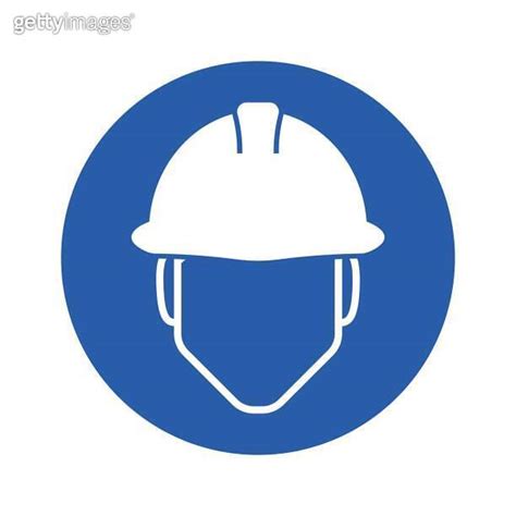 Isolated Round Blue Instruction Sign Of Mandatory To Wear A Helm Head