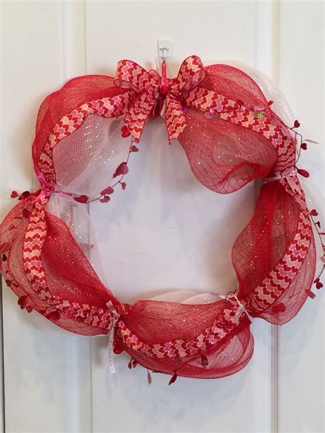 Valentine S Day Mesh Wreath With Ribbon And Garland