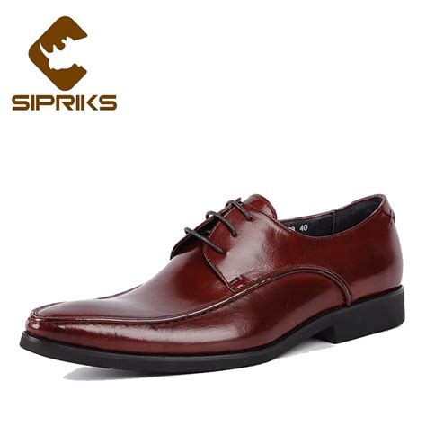 Sipriks luxury genuine leather wine red dress shoes for men career shoes british pointed toe ...