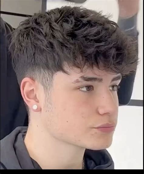 textured fringe haircut men  taper messy crop  taper