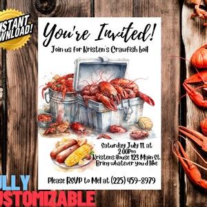 Crawfish Boil Invitation Any Occassion Crawfish Boil Invite Editable