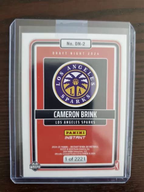 CARTE RECRUE CAMERON Brink 2024 Panini Instant DN 2 WNBA Draft Night