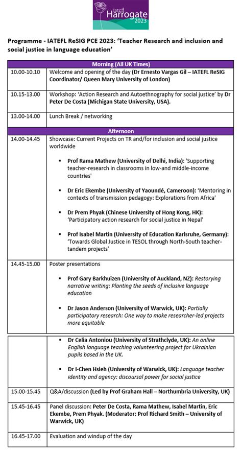 PCE 2023 Programme - IATEFL RESEARCH SIG