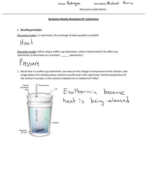 Calorimetry Kim Woodrum Group Your Name Discussion Leader Name