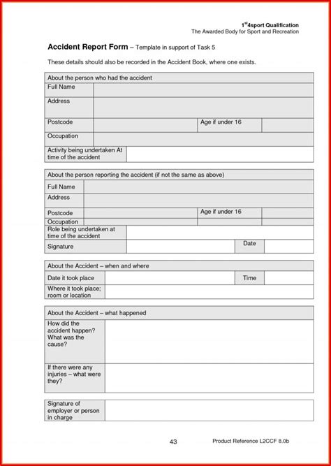 Accident Report Forms Template Ideas Incident Form Example Best In