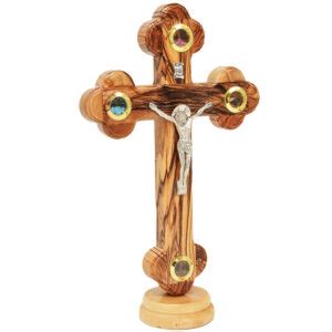 Olive Wood Mother Of Pearl Cross With Crucifix Incense