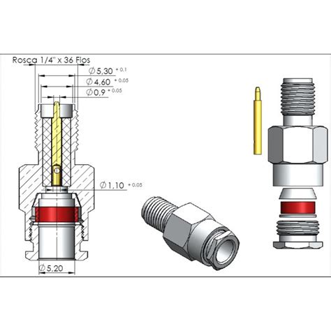 Conector sma Fêmea Reto Prensa Cabo RG RGC 58 Pino Macho 3052 Gav