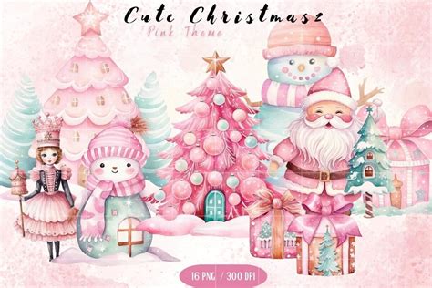 Vintage Pink Christmas Clipart Bundle Graphic By Turnoff9022 · Creative Fabrica