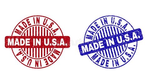 Grunge MADE In U S A Scratched Round Stamp Seals Stock Vector