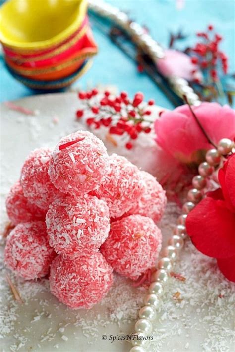 Rose Coconut Laddu Gulab Nariyal Laddu Laddoo Ladoo Indian Festival