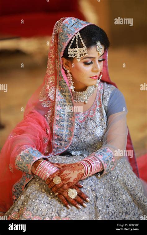 Bride At Pakistani Wedding Traditional Nikah Ceremony In Karachi Stock