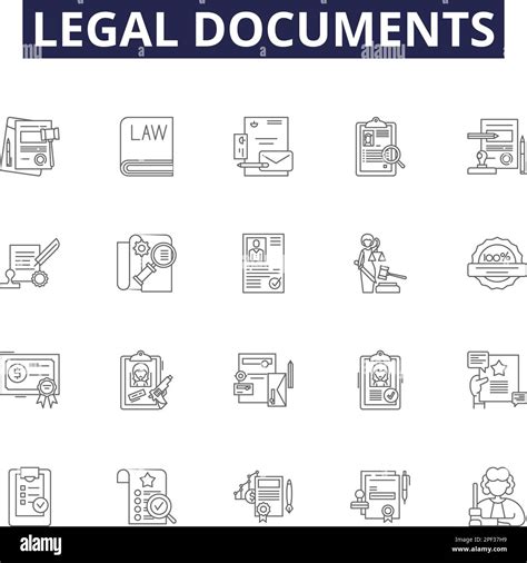 Legal Documents Line Vector Icons And Signs Wills Deeds Contracts