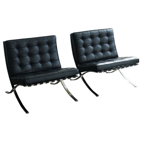 Knoll Barcelona Lounge Chair By Mies Van Der Rohe In Black Leather